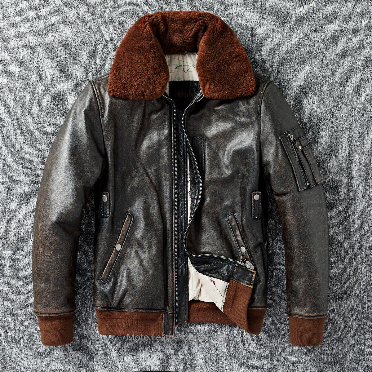 Riding Jacket Leather - B-15 Flight Jacket Quilted Genuine Leather