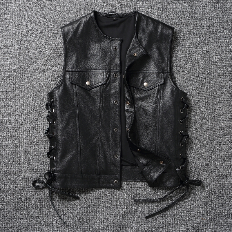 Riding Jacket Leather - Harley Motorcycle Leather Vest Men's Sleeveless