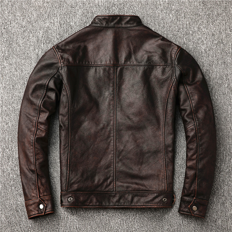 Ami Khaki Men's Distressed Lea - Riding Jacket Leather reseña y precio