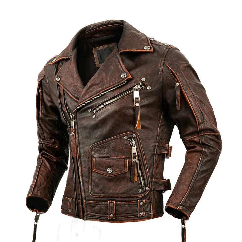 Men's Natural Leather Motorcyc - Riding Jacket Leather reseña y precio