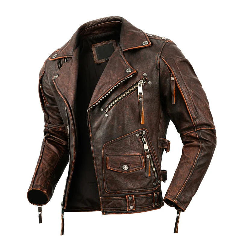 Men's Natural Leather Motorcyc - Riding Jacket Leather reseña y precio