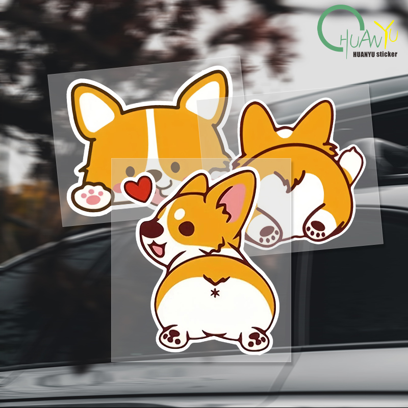 Car Cartoon Car Sticker Corgi  - Motorcycle Gear Auto reseña y precio