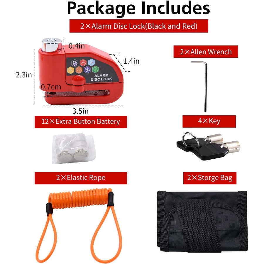 Alarm Disc Lock Set 2pcs Brake - Disc Lock Brake recension och pris
