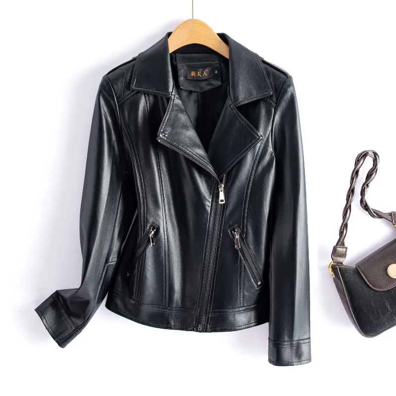 M-6XL Chic Wine Red Split Shee - Riding Jacket Leather reseña y precio
