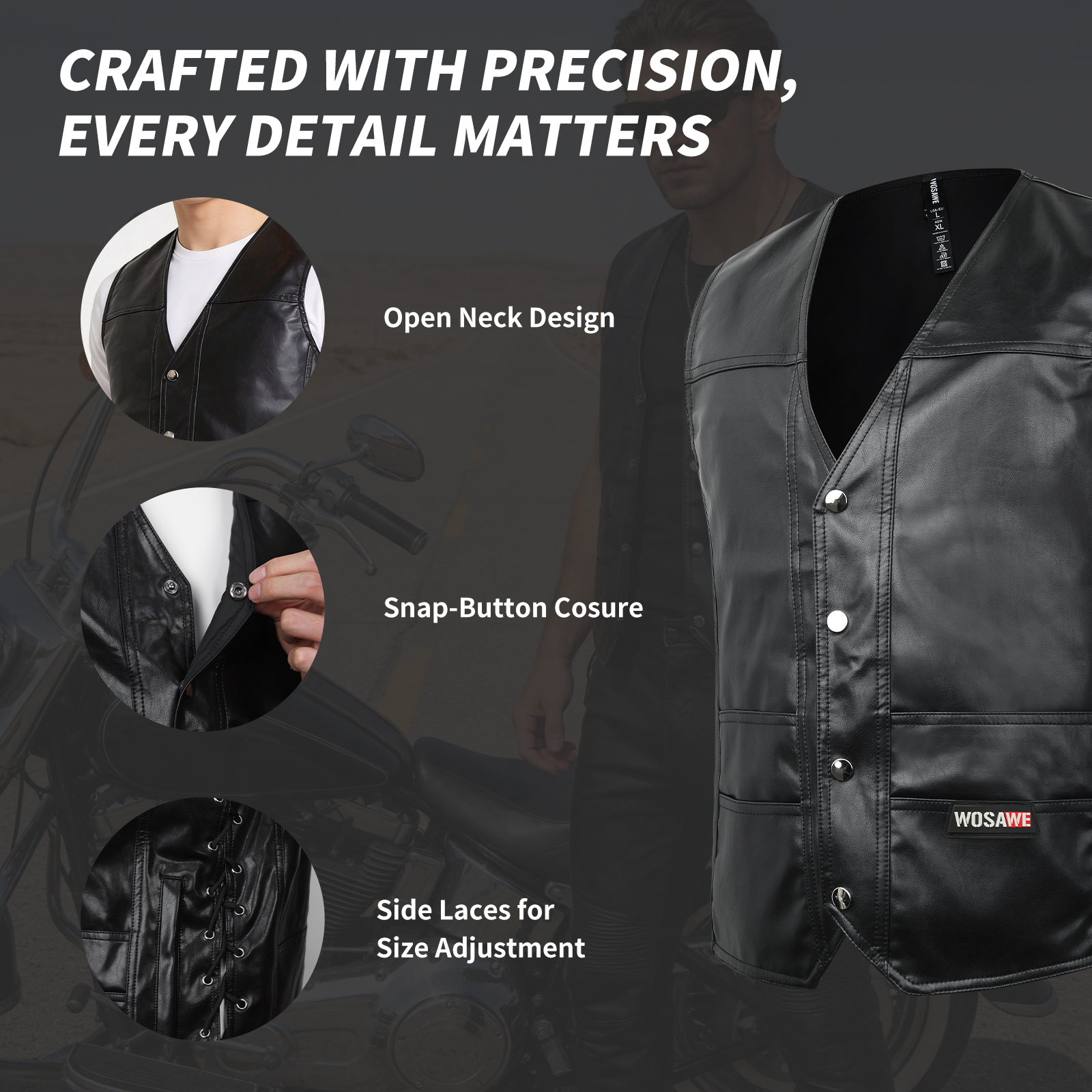 WOSAWE Leather Motorcycle Ride - Riding Jacket Leather reseña y precio