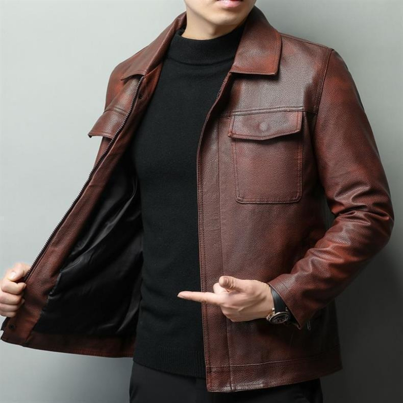 Vintage Brown Cowhide Leather  - Riding Jacket Leather reseña y precio