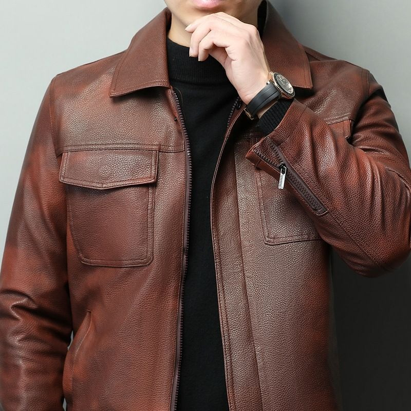 Vintage Brown Cowhide Leather  - Riding Jacket Leather reseña y precio